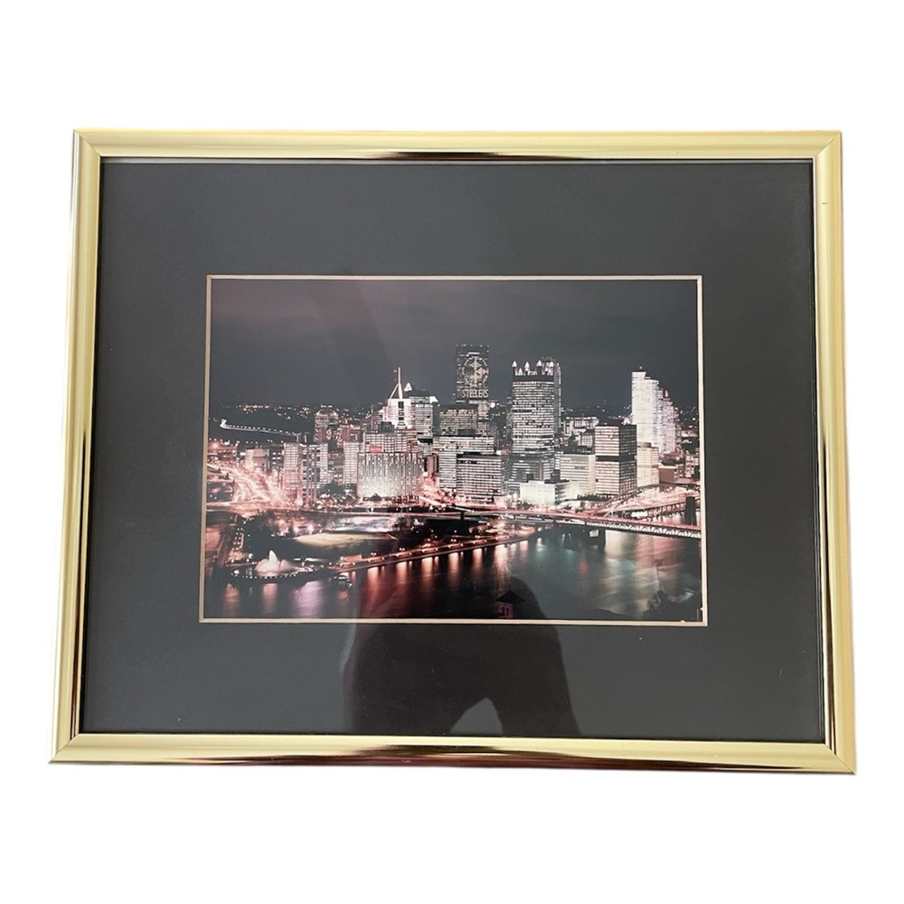 Framed Cityscape Wall Art with Gold Frame